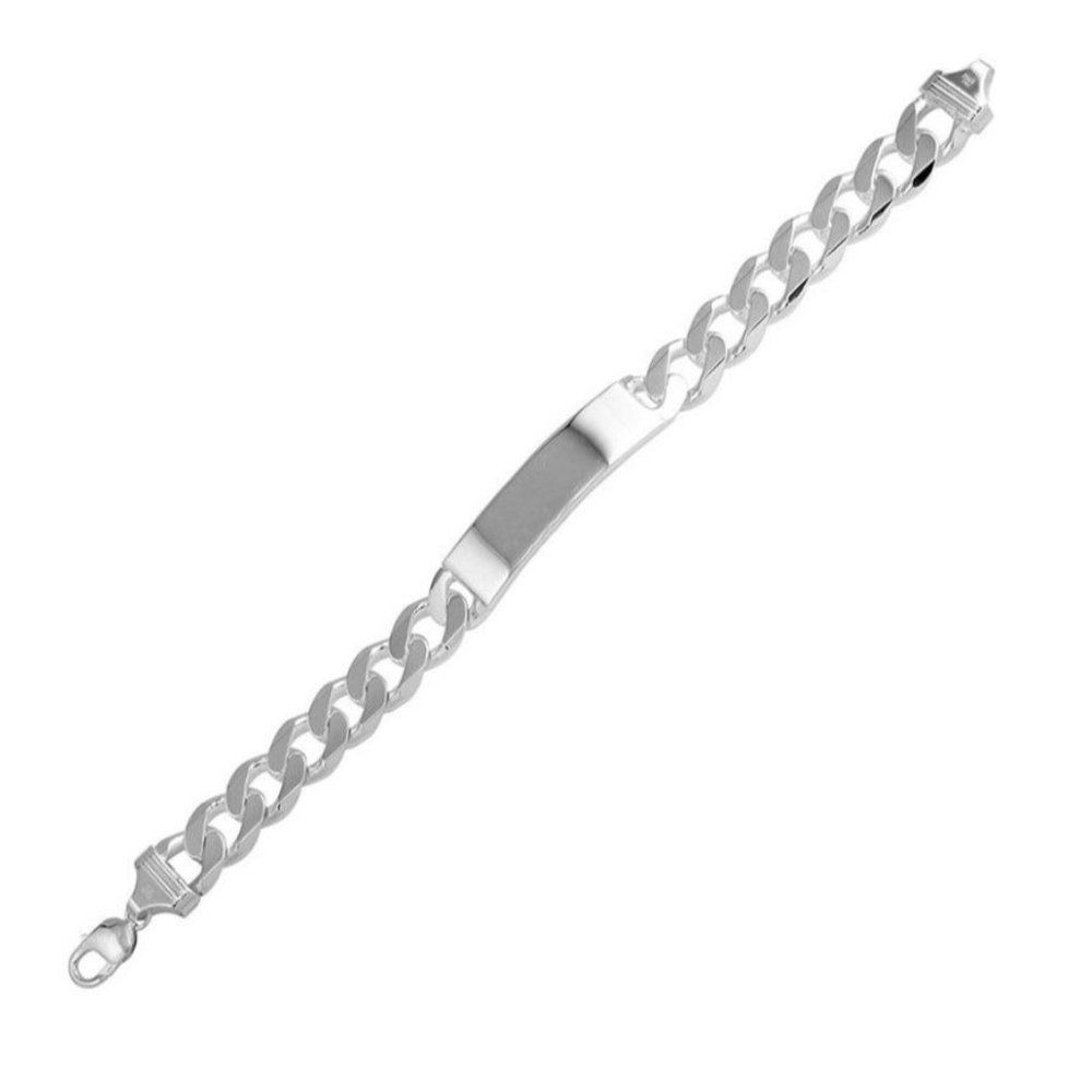 10MM Sterling Silver 925 Engravable ID Super Flat Curb 150 Bracelet 8"